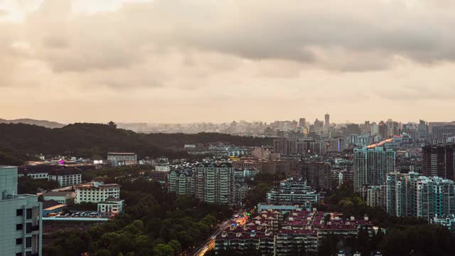 杭州市区白天转夜晚延时视频素材