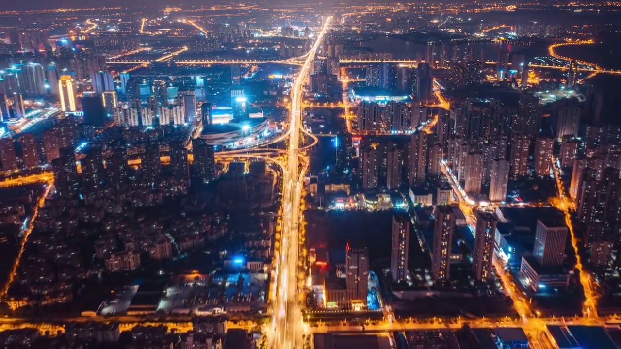 武汉市汉阳城市夜景航拍延时视频素材