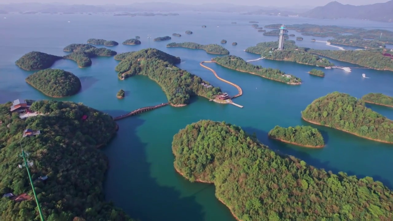 九江市永修县柘林水库庐山西海风景视频素材