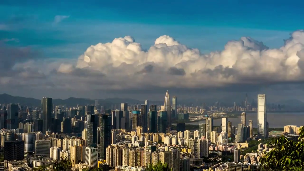 广东深圳南山区后海总部基地深圳湾畔城市风光视频素材