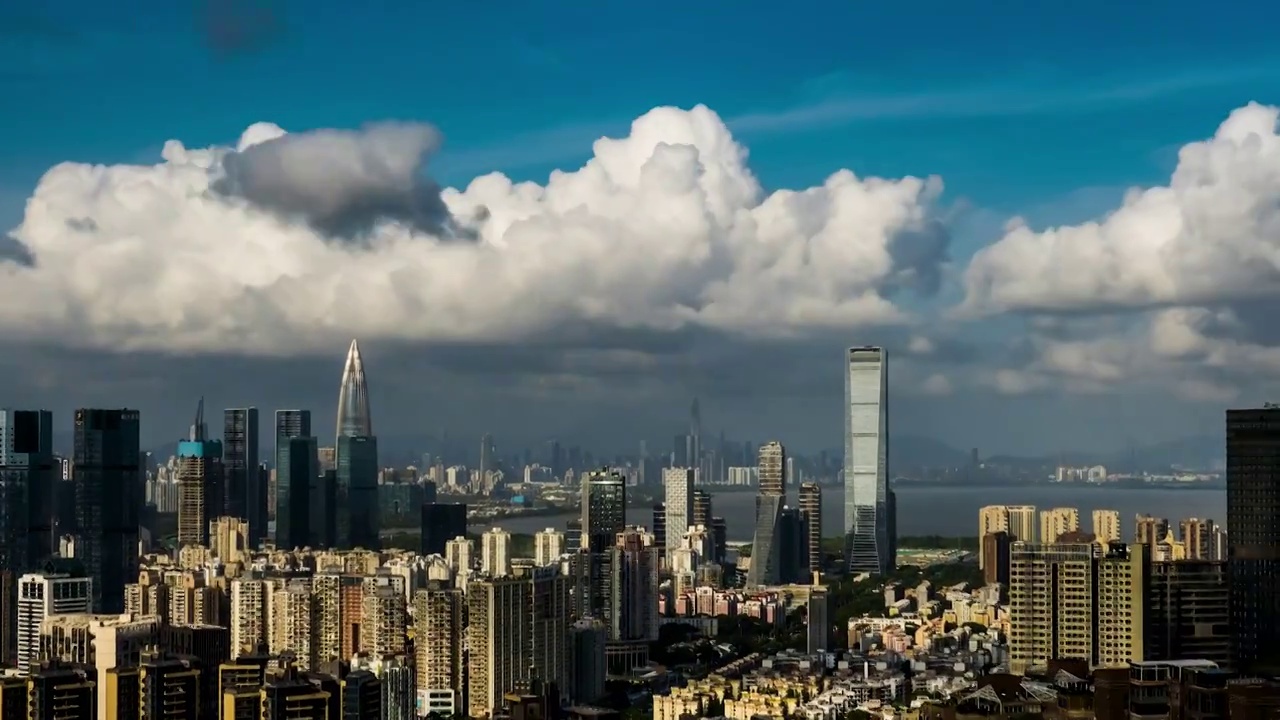 广东深圳南山区后海总部基地深圳湾畔城市风光视频素材