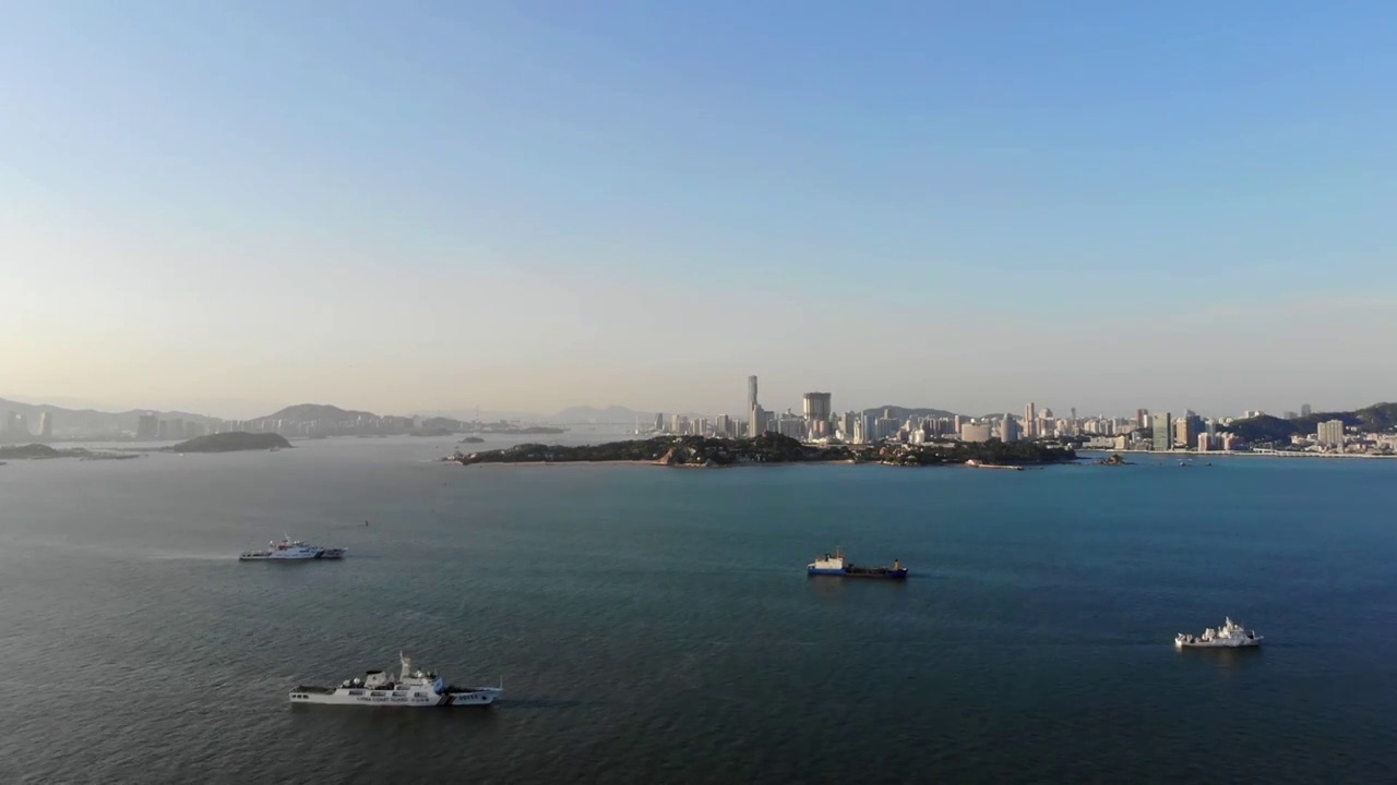 福建漳州港鼓浪屿海湾风光视频素材