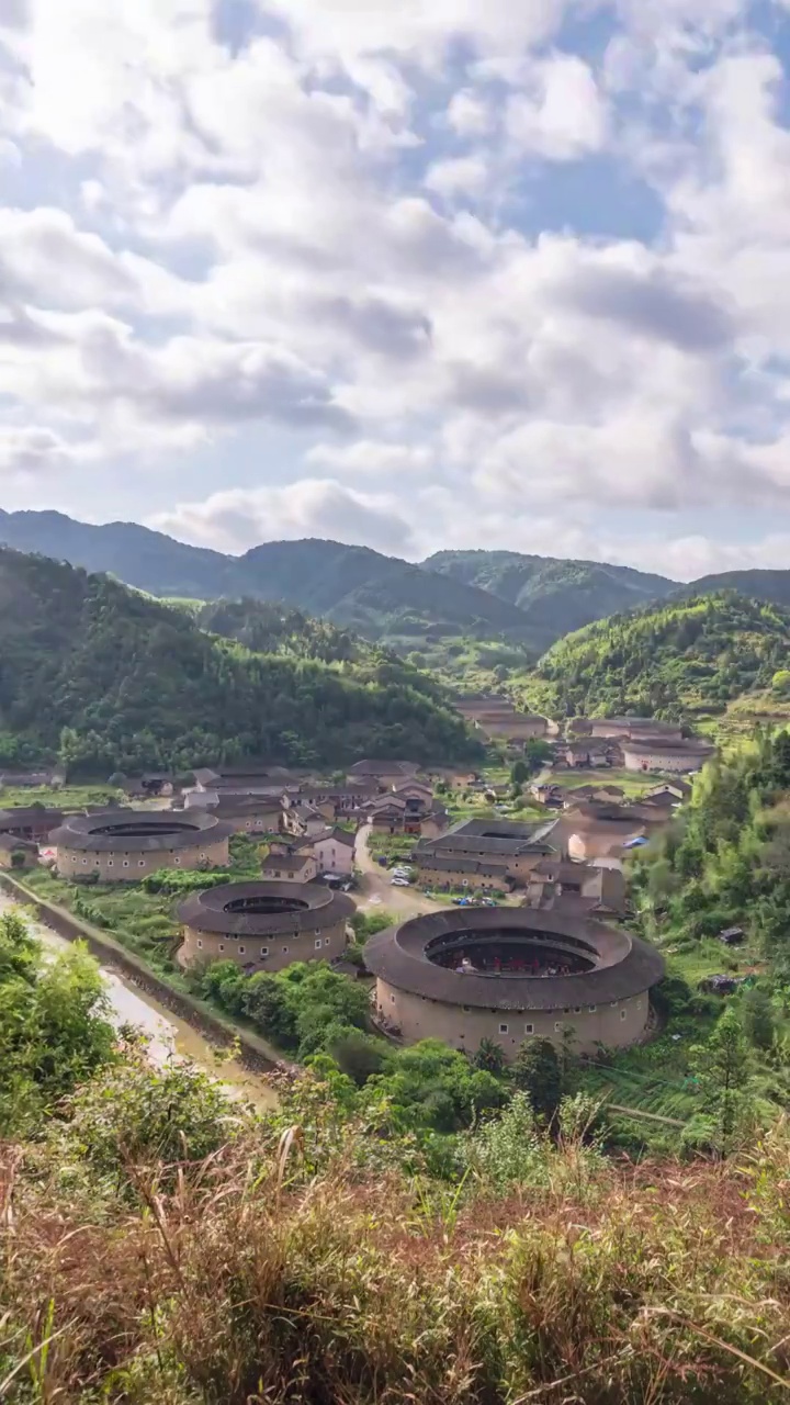 福建龙岩市南靖县河坑土楼群视频素材