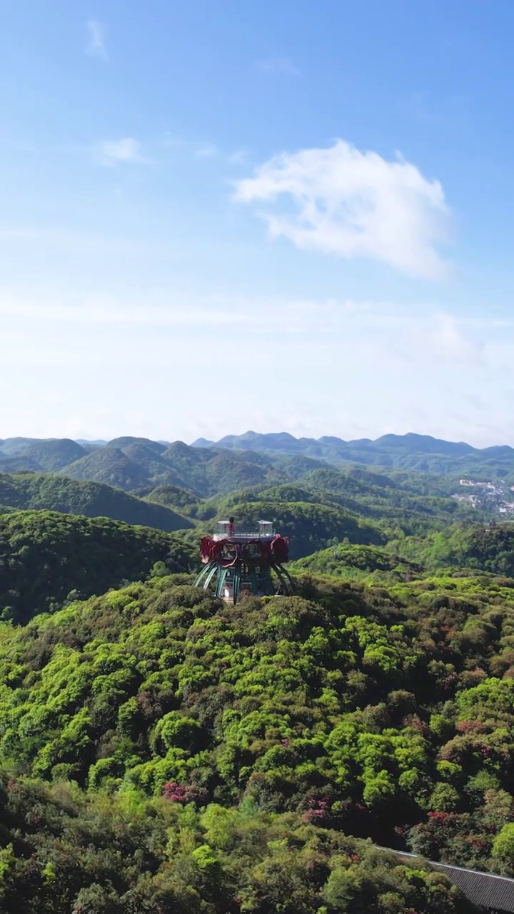 竖屏航拍贵州百里杜鹃普底景区云雾缭绕视频素材