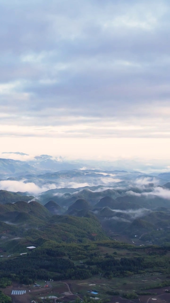 竖屏航拍贵州百里杜鹃普底景区云雾缭绕（合集）视频素材