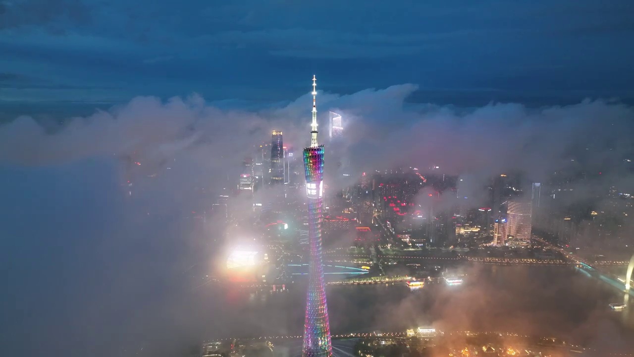 雨后航拍广州珠江两岸视频素材