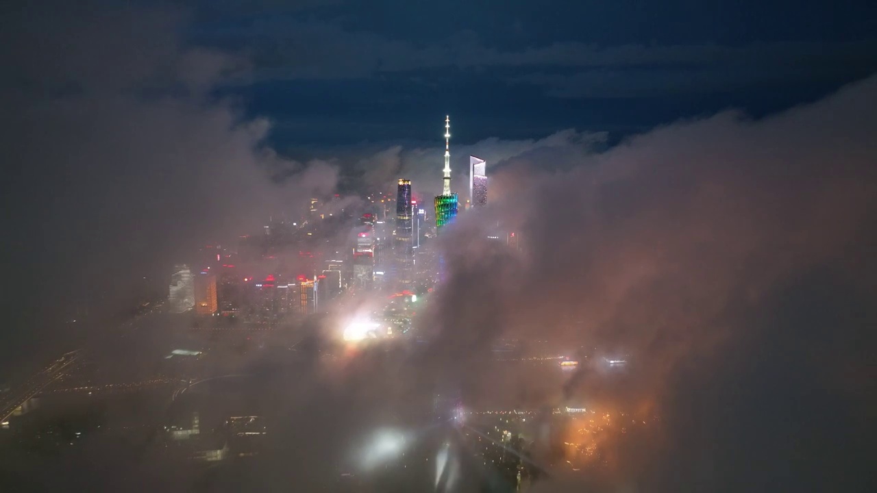 雨后航拍广州珠江两岸视频素材