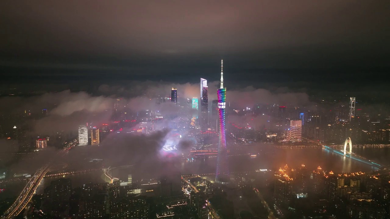 雨后航拍广州珠江两岸视频素材