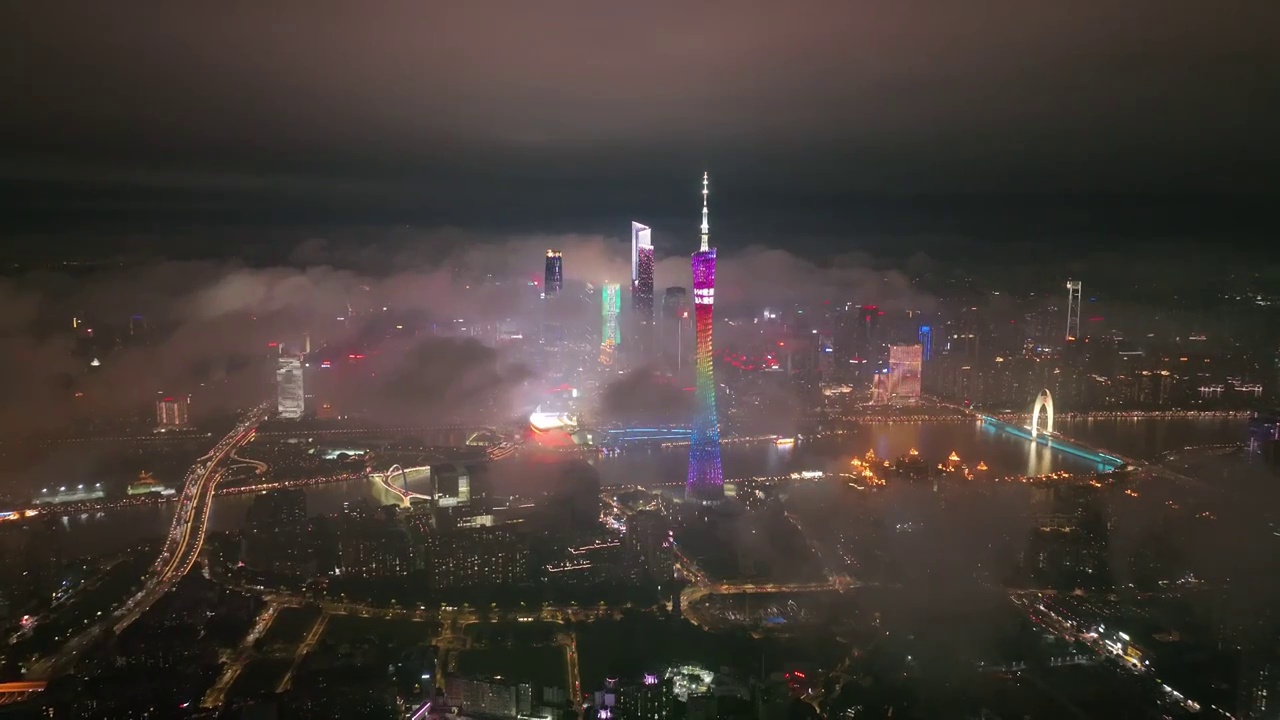 雨后航拍广州珠江两岸视频素材