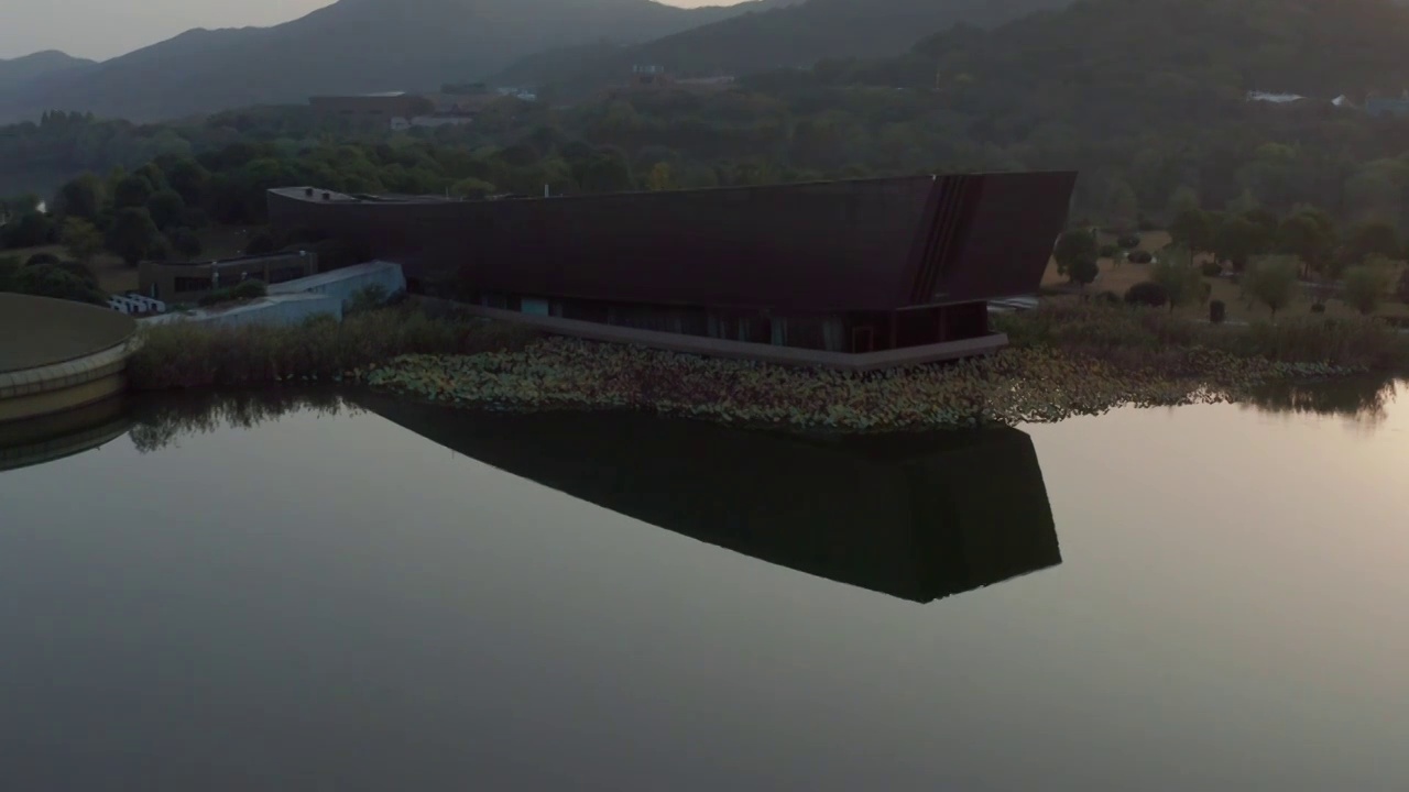 航拍杭州萧山湘湖景区视频素材