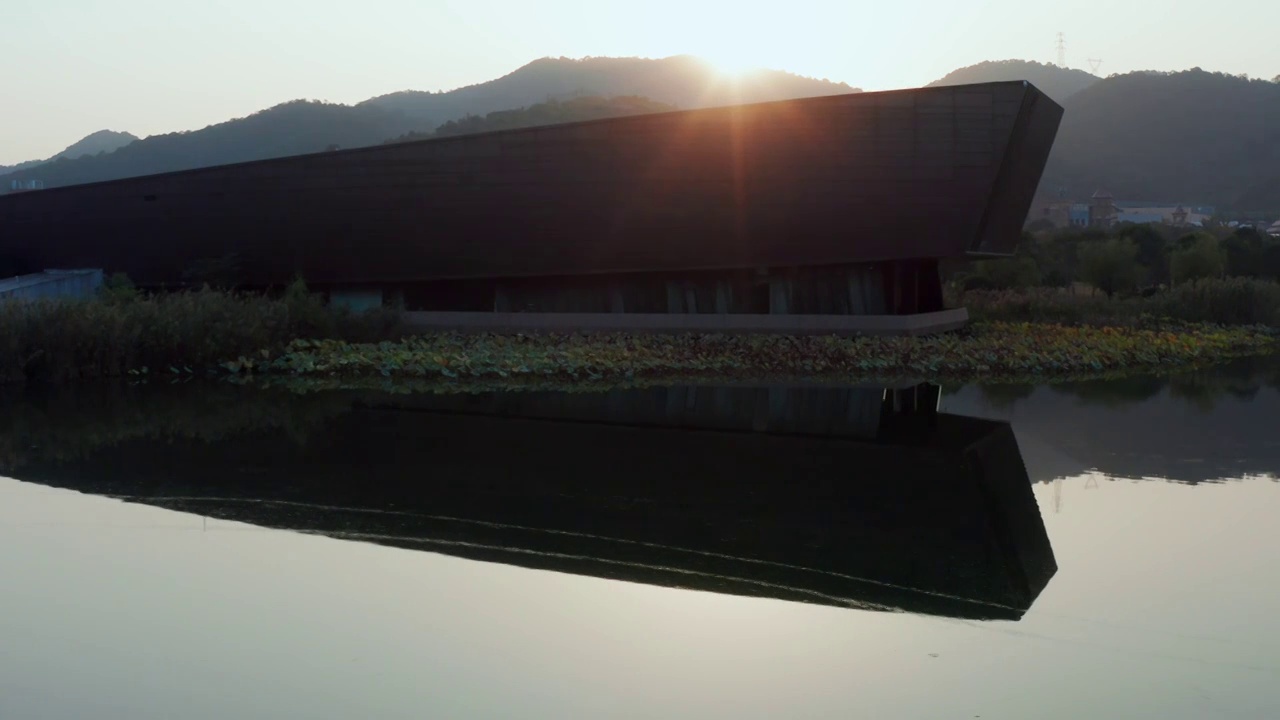 航拍杭州萧山湘湖景区视频素材