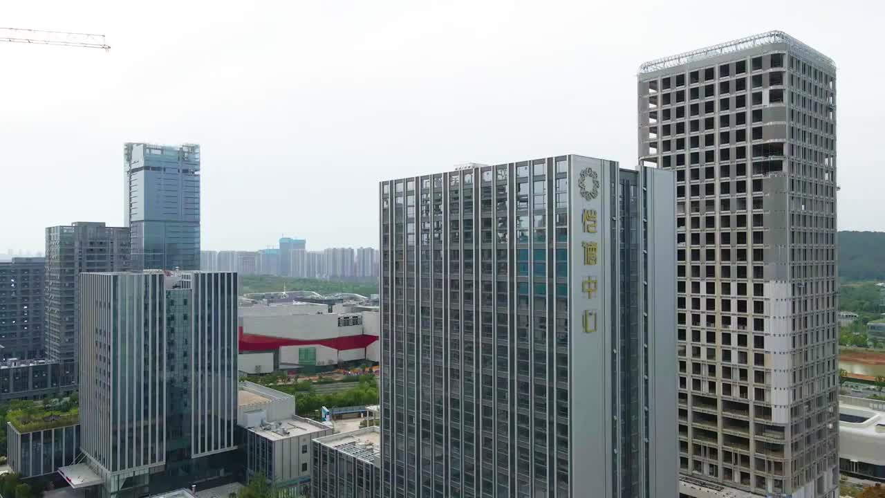 湖北省武汉市江夏区光谷高科园商业中心视频素材