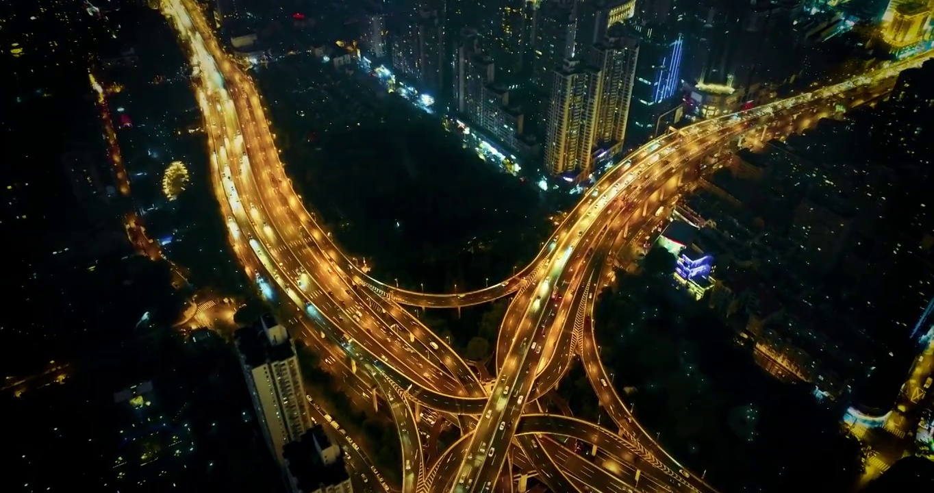 上海 延安高架立交桥 夜景航拍视频素材