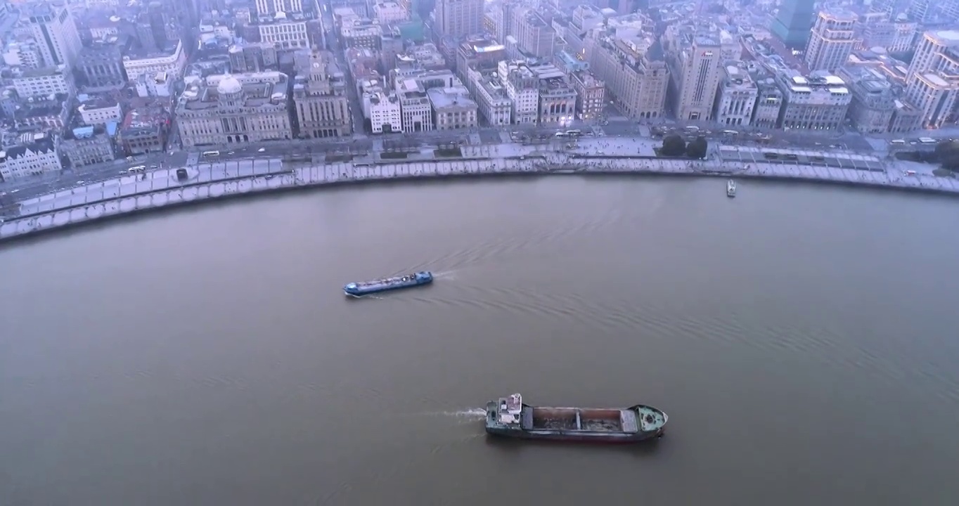 上海 外滩 黄浦江 航拍视频素材