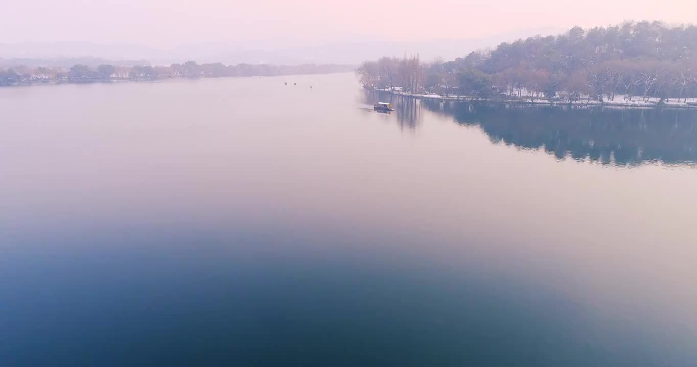 杭州 西湖 大雪 杨公堤 雪景视频下载