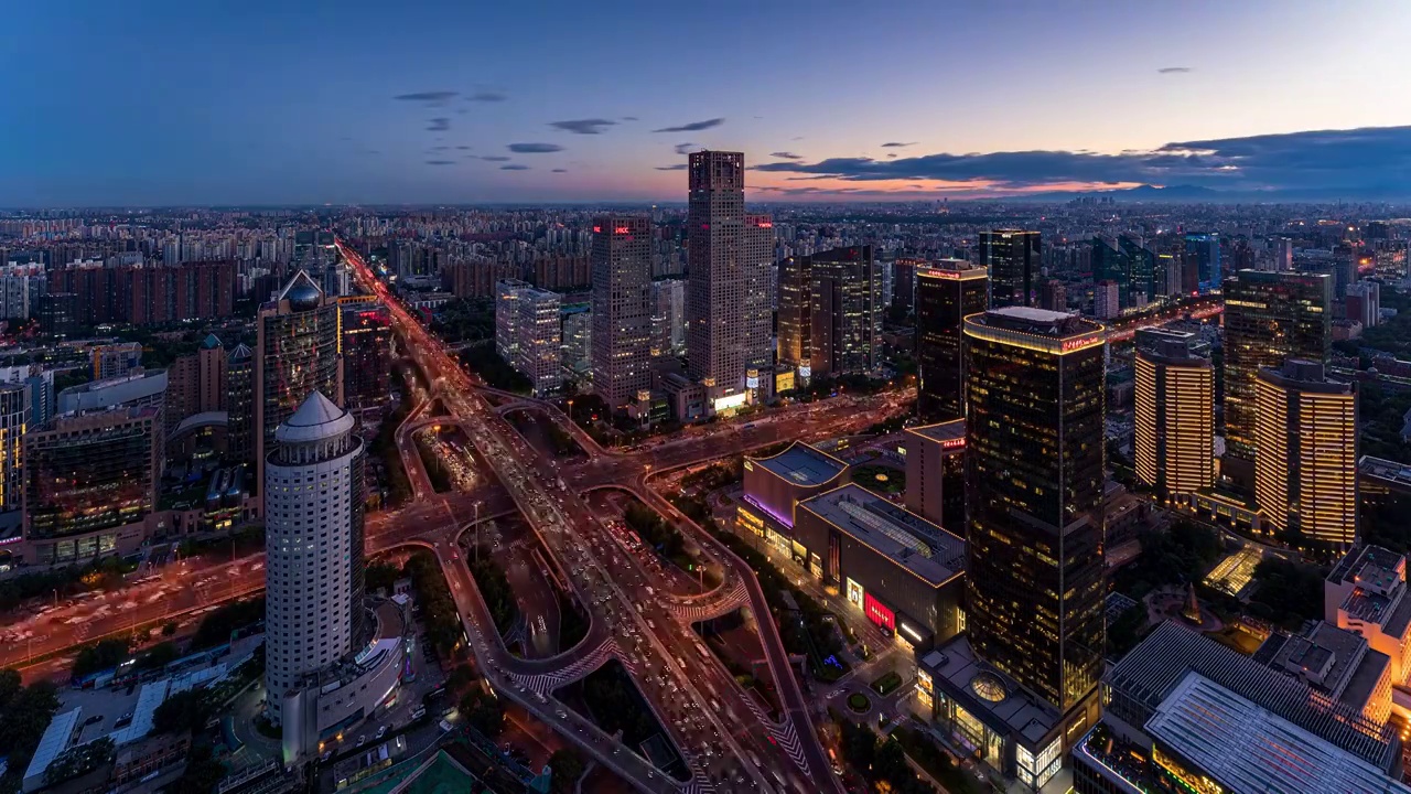 中国北京 北京国贸桥夜景时刻延时视频素材