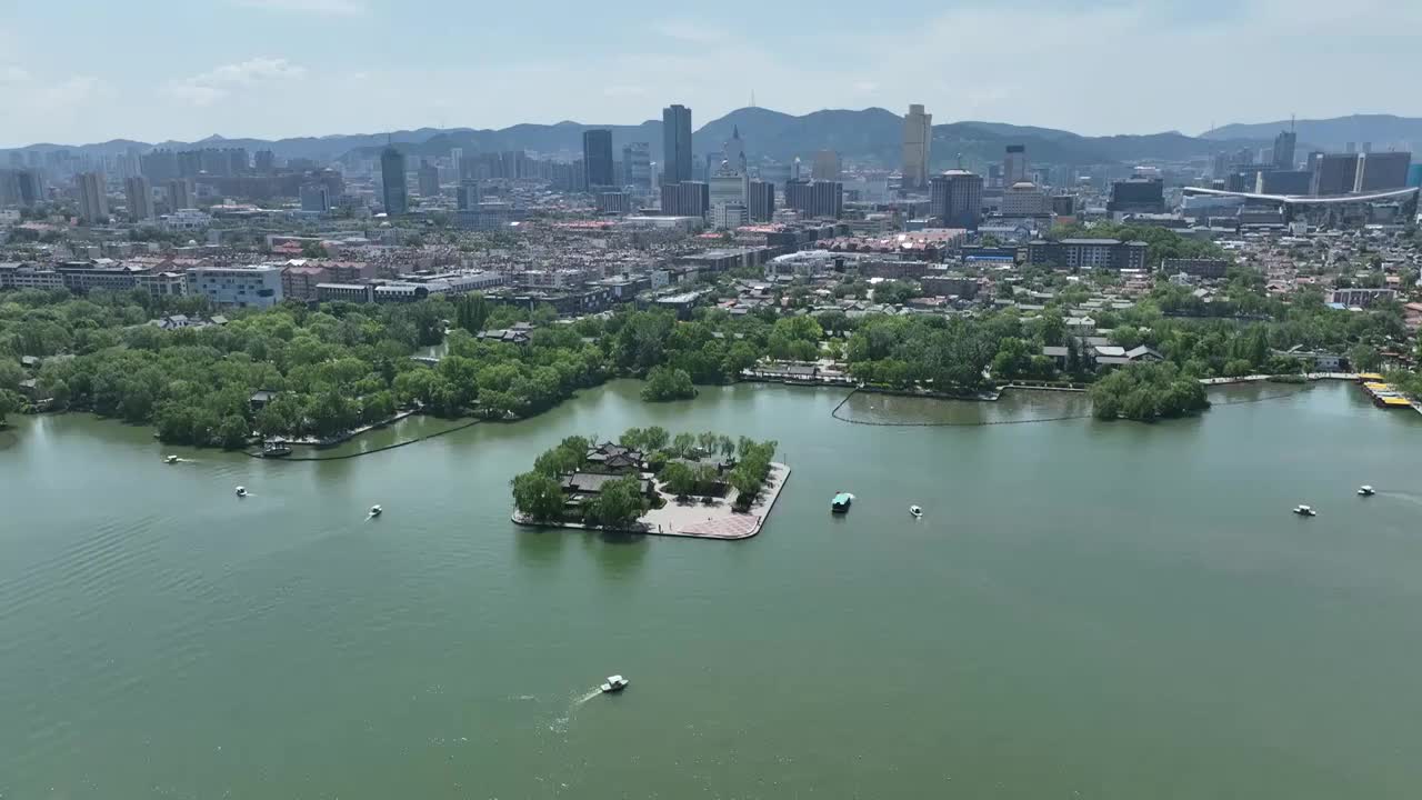 航拍济南大明湖视频素材