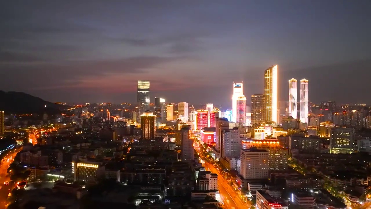 长三角地区江苏省无锡市城市建筑夜景航拍延时风光视频素材