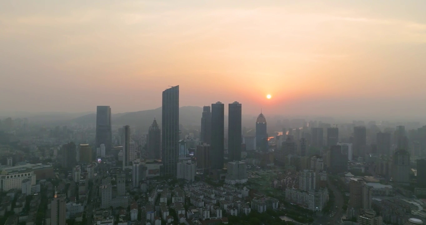 长三角地区江苏省无锡市城市建筑日落风光视频素材