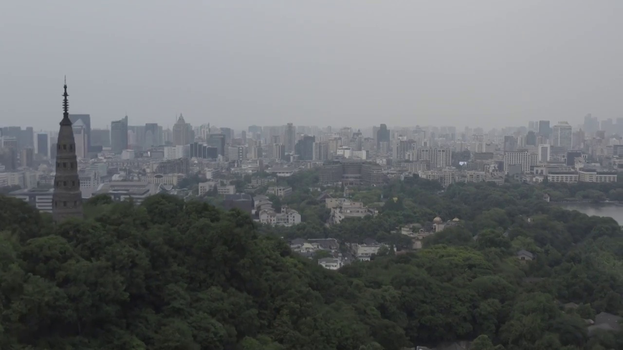 杭州西湖宝石山航拍视频素材