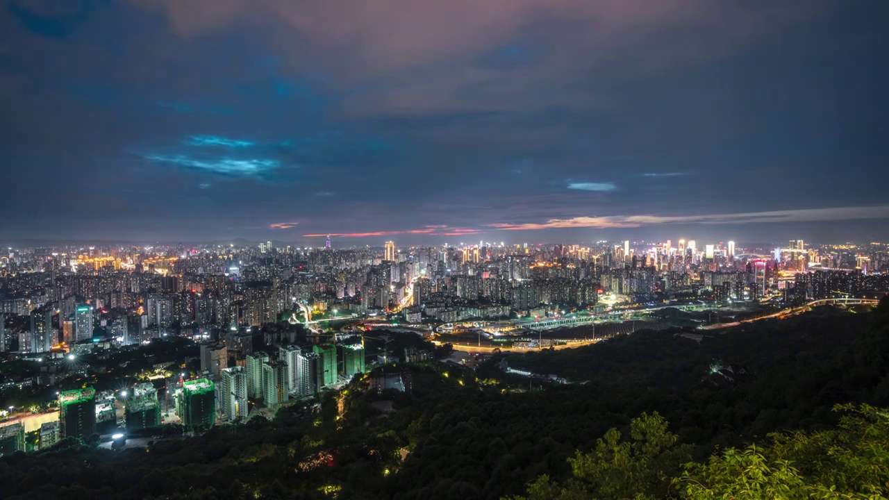 重庆城市全景风光日转夜延时视频素材