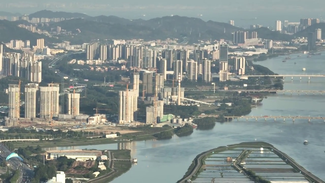 航拍广州南沙明珠湾灵山岛建筑视频素材