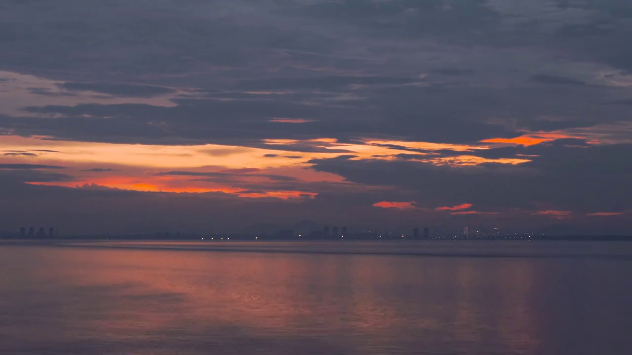 日落时分杭州钱塘江的晚霞，延时摄影空镜视频素材