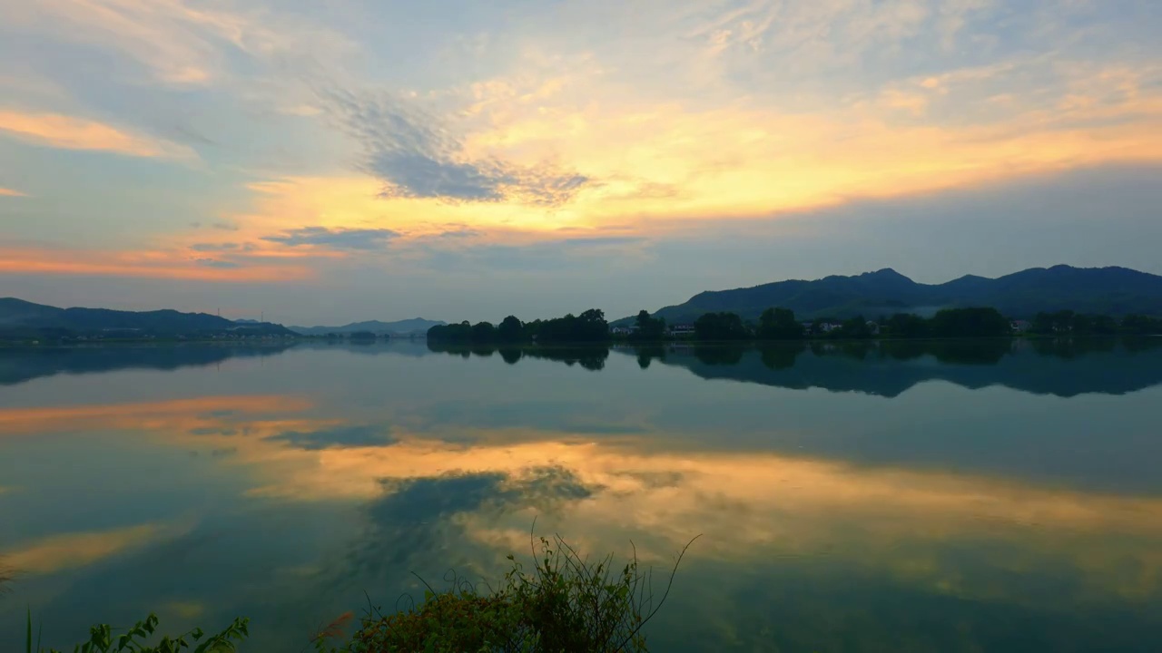 天空 湖 风景 日落 云 自然视频素材