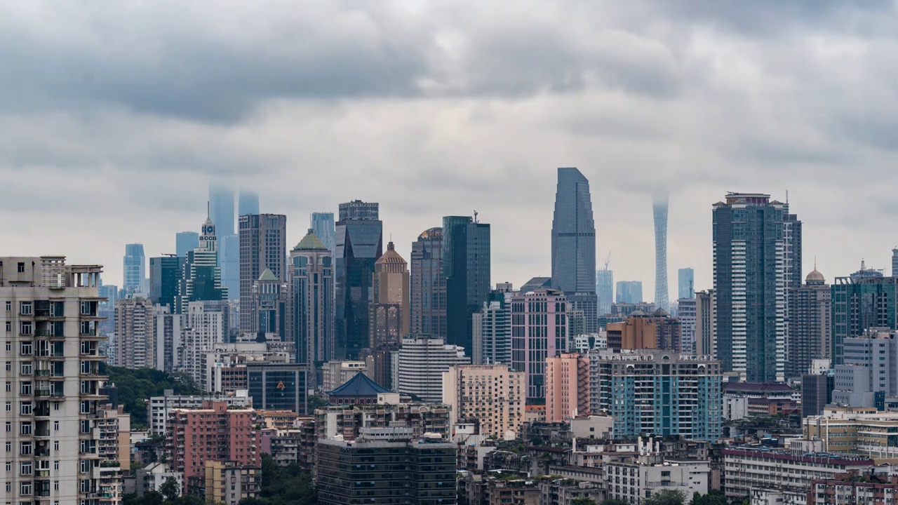 广州地标建筑雨后延时视频素材