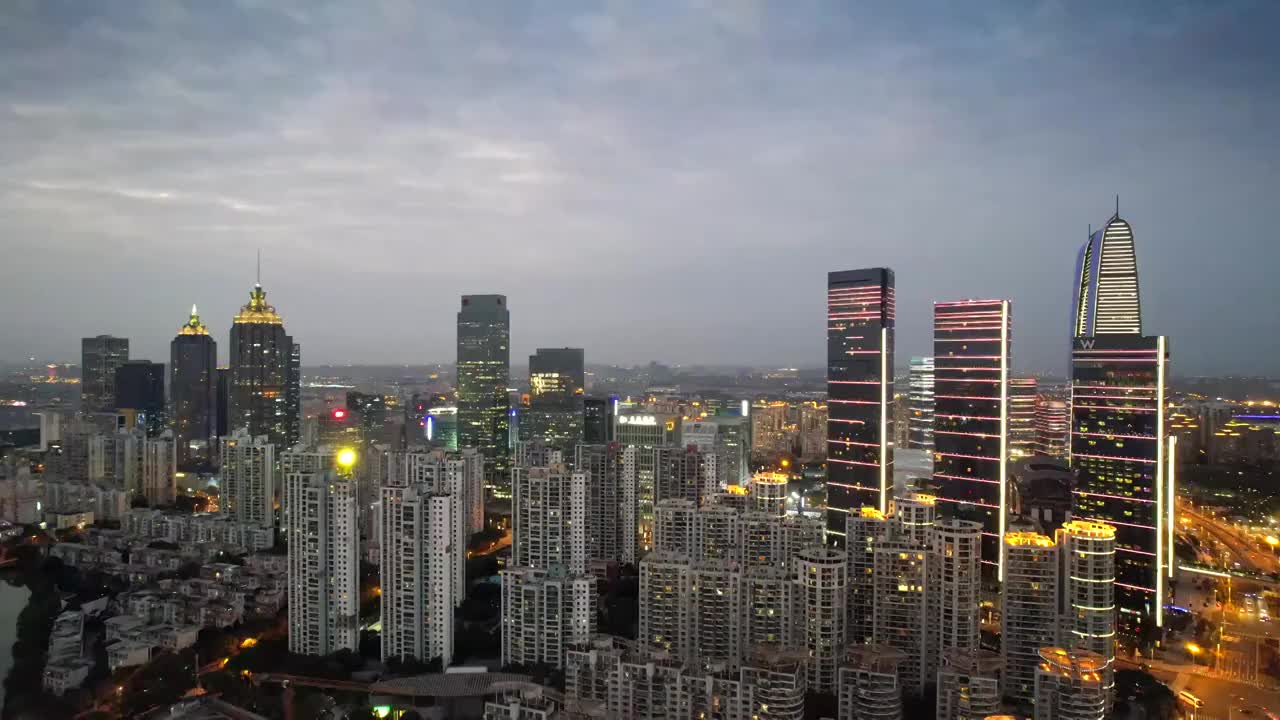 江苏省苏州工业园区CBD城市夜景视频素材