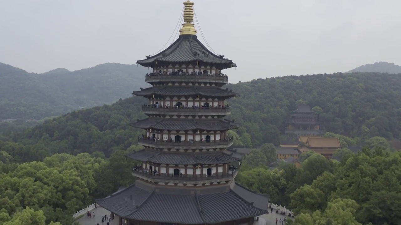 西湖全景雷峰塔视频素材