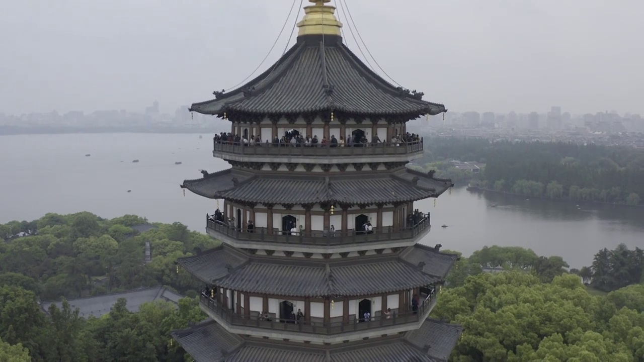 西湖全景雷峰塔视频素材