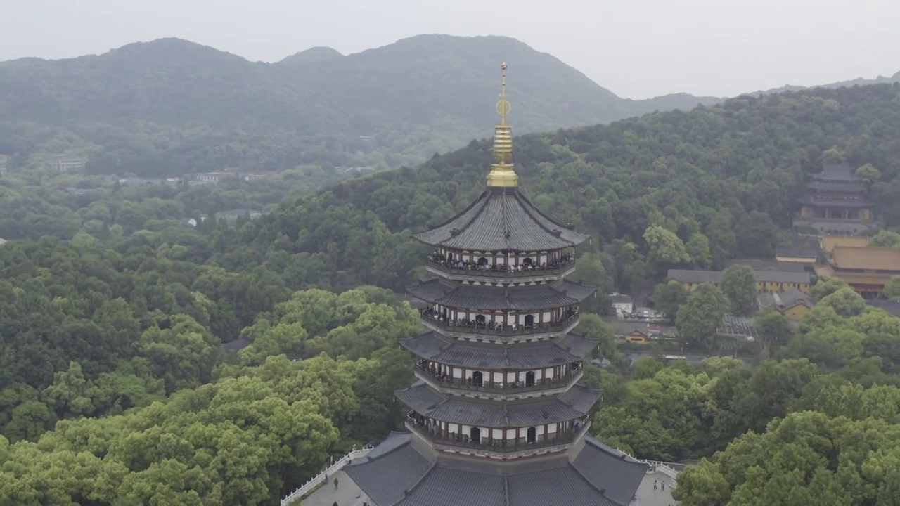 西湖全景雷峰塔视频素材