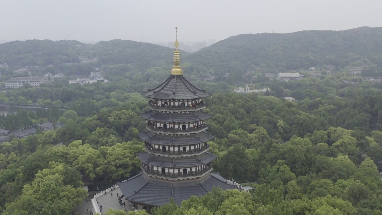 西湖全景雷峰塔视频素材