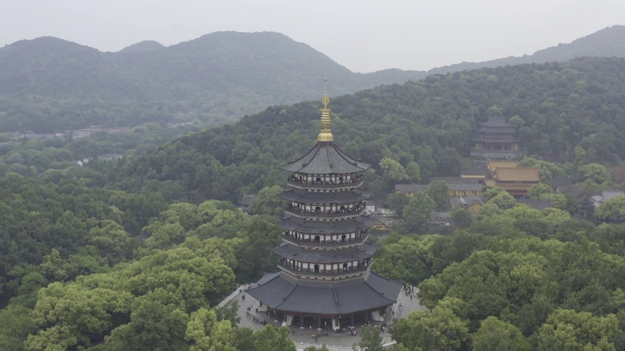 西湖全景雷峰塔视频素材