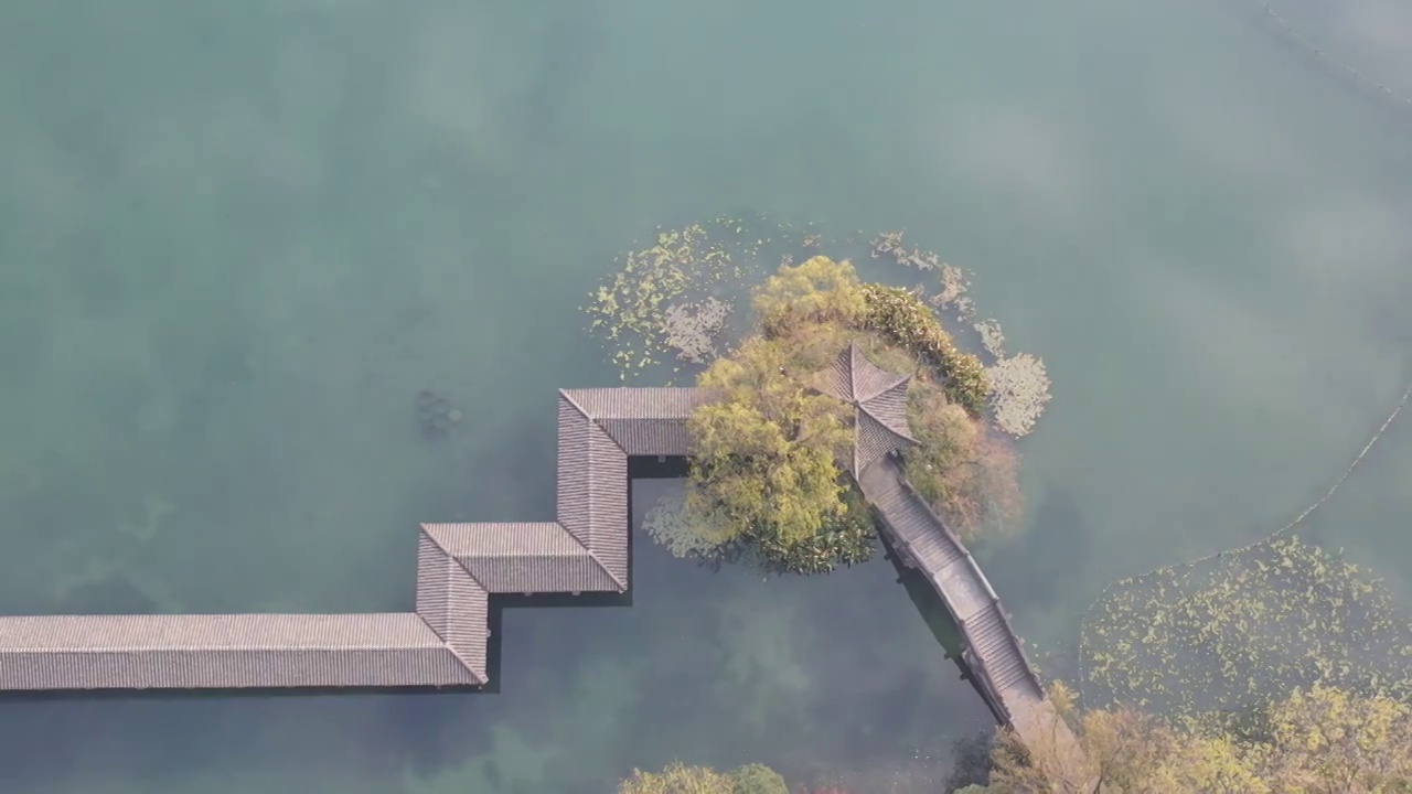 航拍杭州西湖浴鹄湾视频素材