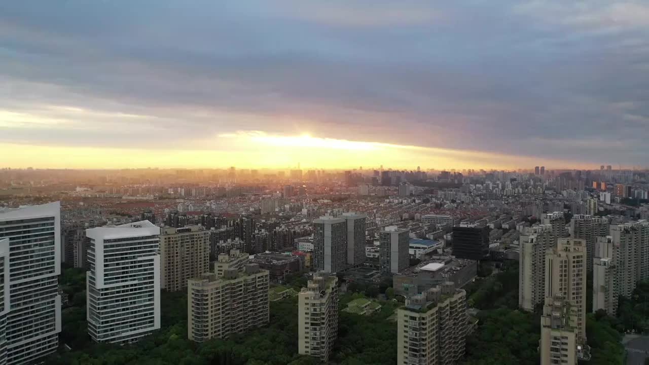 上海日出航拍视频素材