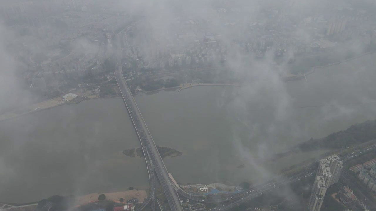 航拍福州闽江沿岸城市风光建筑视频素材