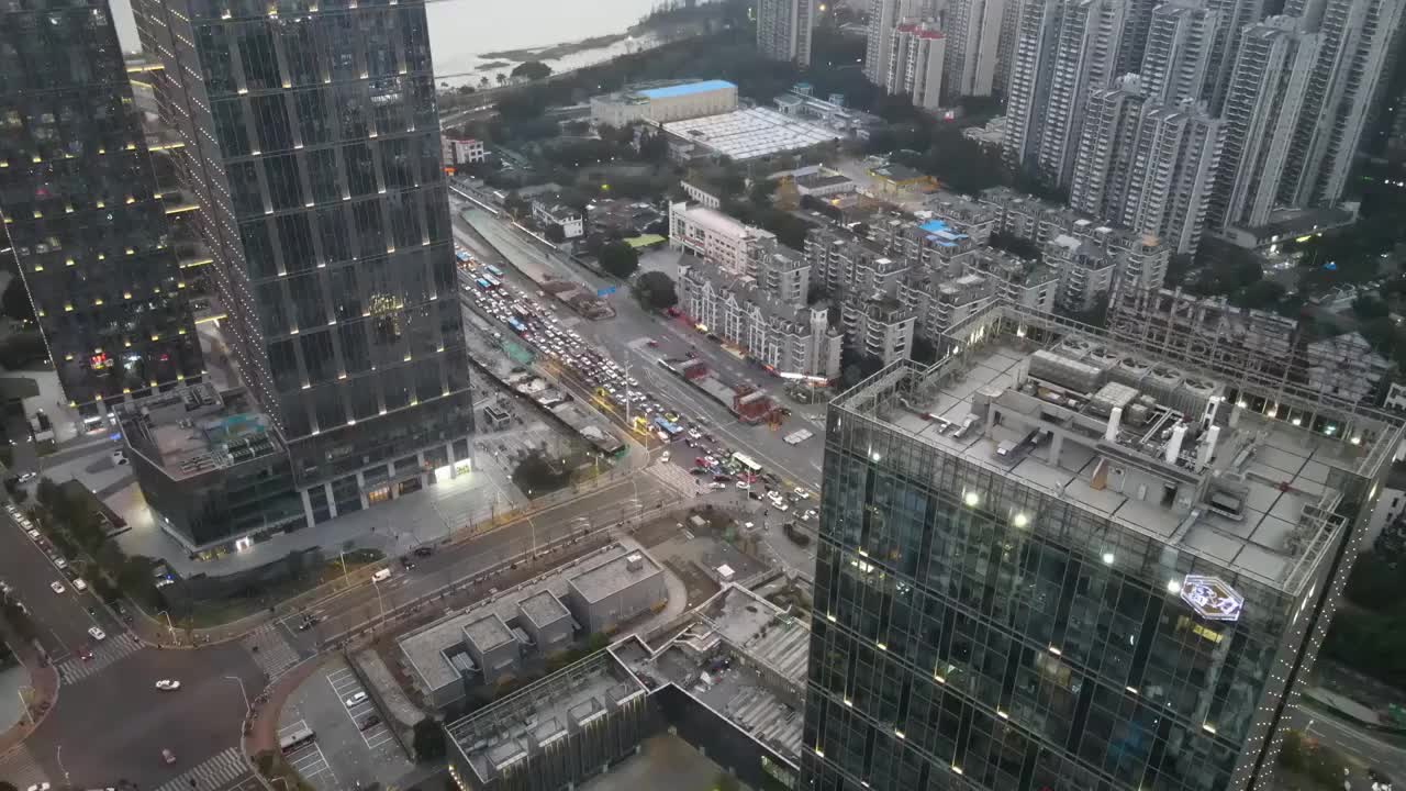 航拍福州闽江沿岸城市风光建筑视频素材