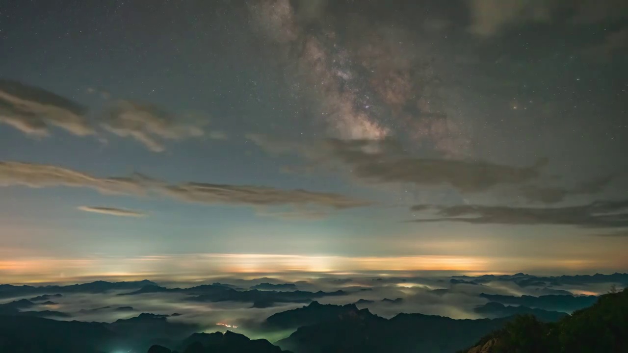 北京房山百草畔自然风景区夏季银河视频素材