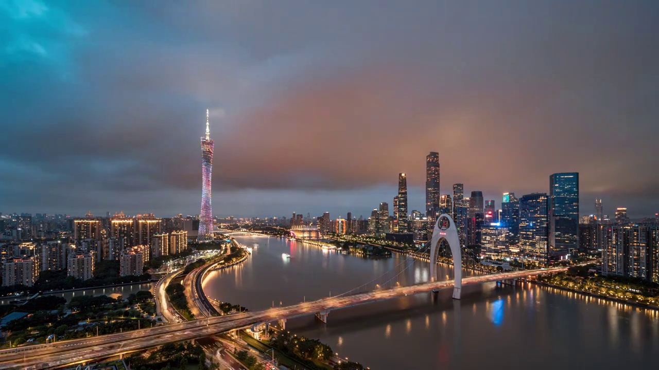 广州地标建筑夜景视频素材