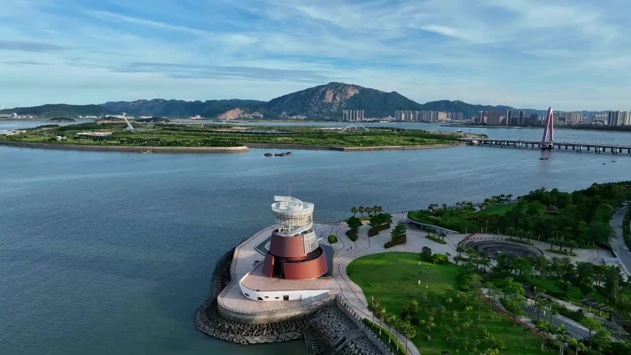 福建厦门湾漳州港海岸公园视频素材