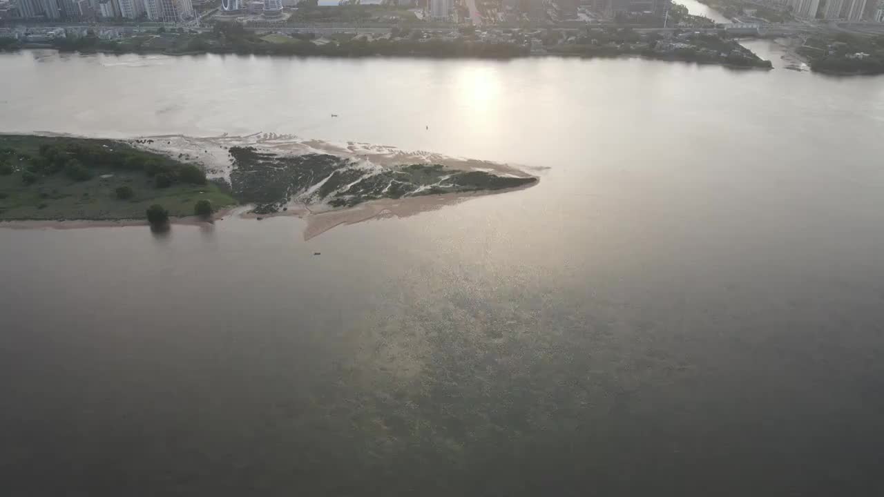 航拍福州乌龙江湿地公园视频素材