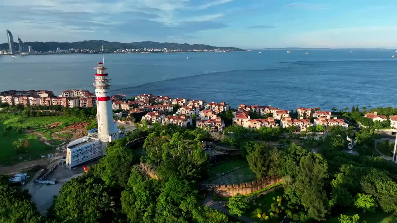 福建漳州港厦门湾南炮台灯塔视频素材