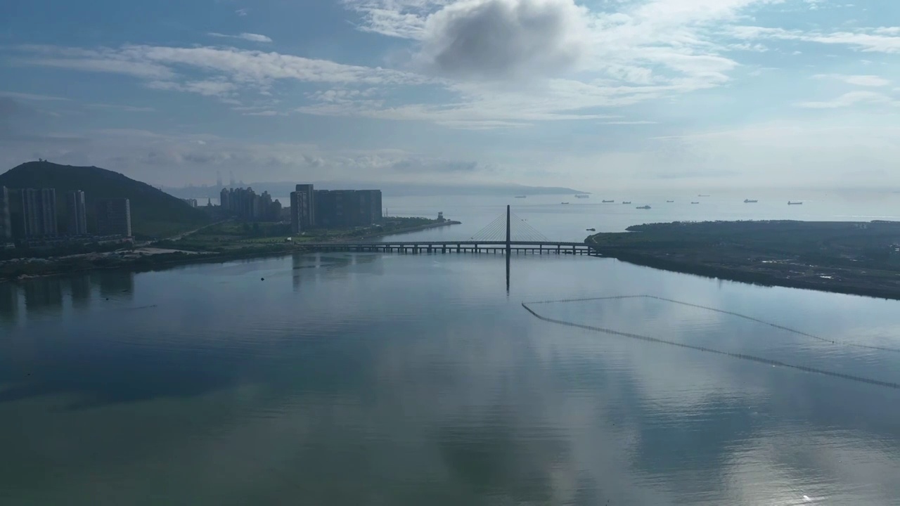 福建厦门湾漳州港海湾风光视频素材