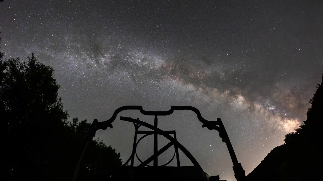 星空延时：天文仪器与银河流动视频素材