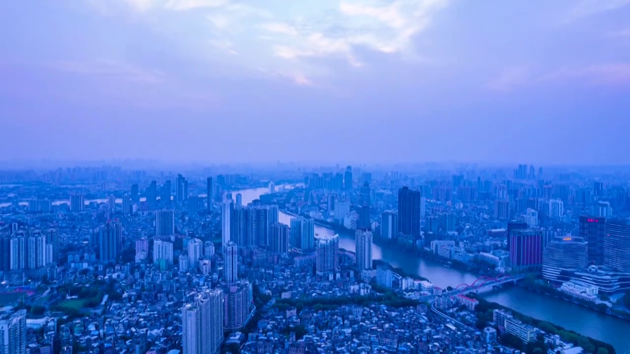 广州城市建筑夕阳晚霞航拍延时风光视频素材