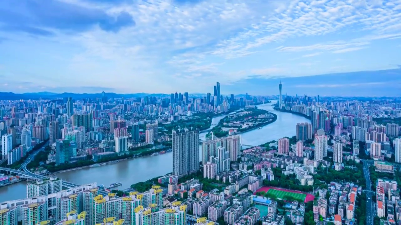 广州城市天空云彩航拍延时风光视频素材