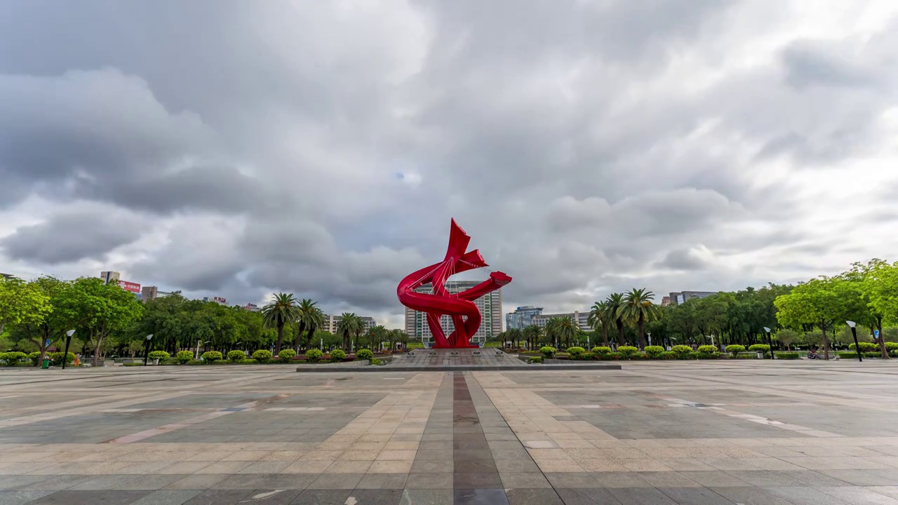 东莞地标市中心蓝天白云延时视频素材