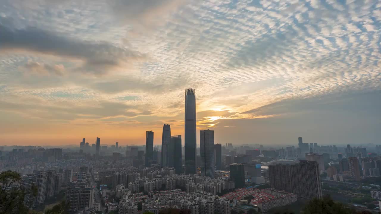 东莞地标市中心蓝天白云延时视频素材